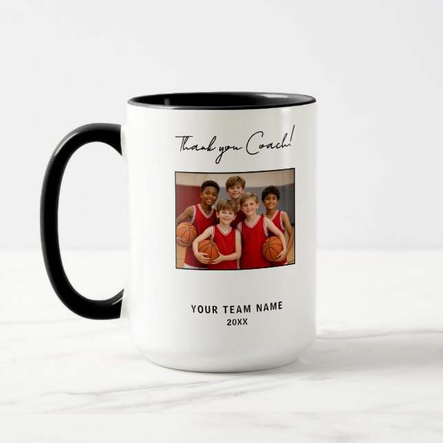 Mug  Merci Coach Équipe Nom Photo Signature (Gauche)