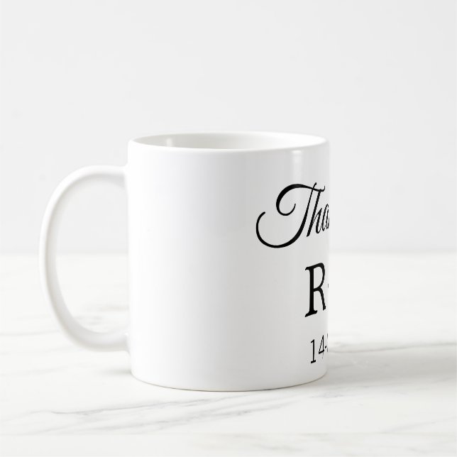 Mug Merci d'ajouter l'initiale du nom du couple texte  (Gauche)