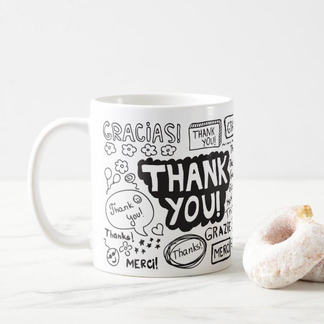Mug Merci Dans Différentes Langues (Avec donut)