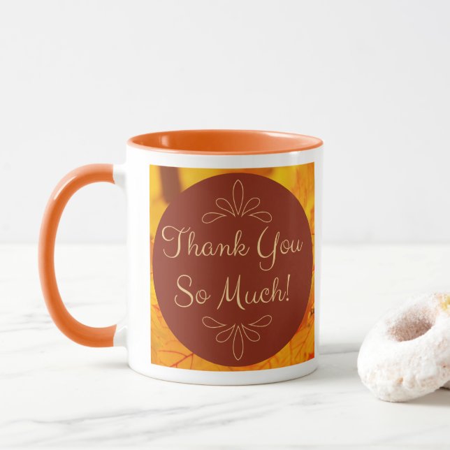 Mug Merci d'automne tellement de Feuille jaune rouge (Avec donut)