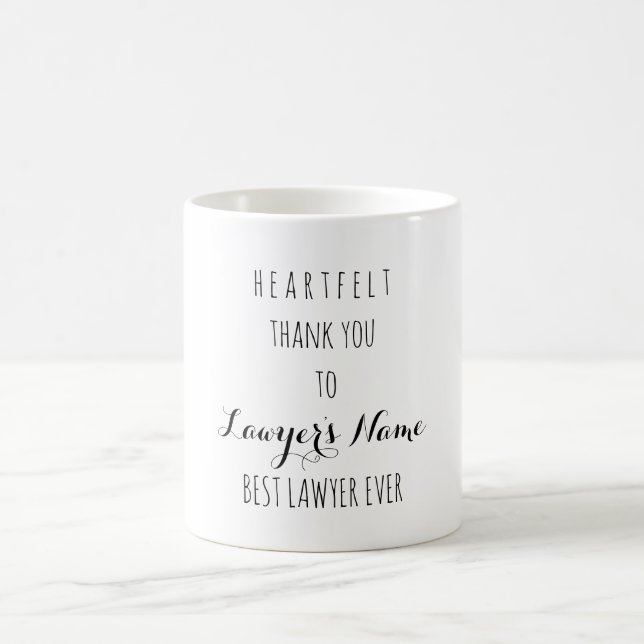 Mug Merci de coeur meilleur avocat jamais la typograph (Centre)