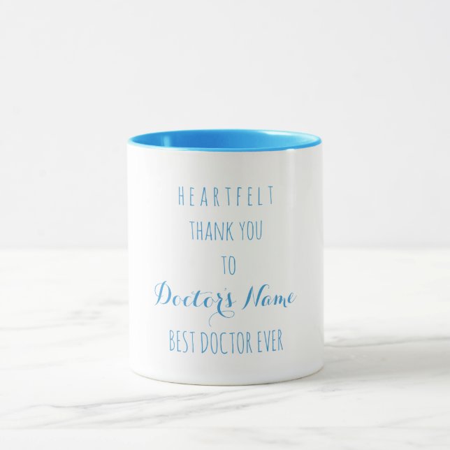 Mug Merci de coeur meilleur docteur jamais la typograp (Centre)