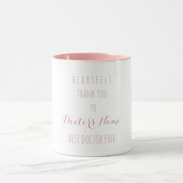 Mug Merci de coeur meilleur docteur jamais la typograp (Centre)
