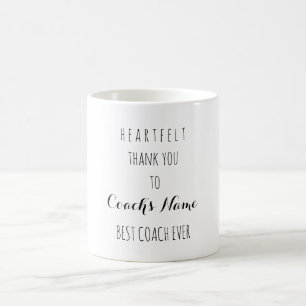 Mug Merci de coeur meilleur entraîneur jamais Typogra