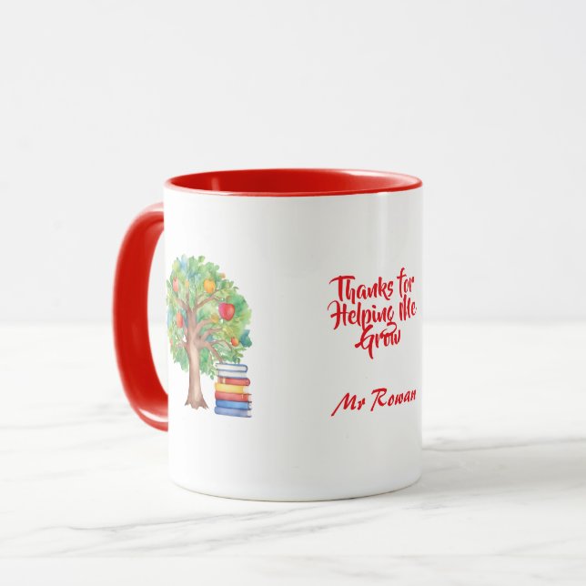 Mug Merci de m'aider à grandir, enseignant personnalis (Devant gauche)