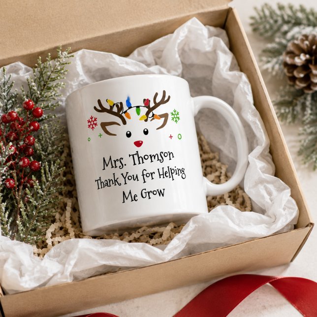 Mug Merci de m'avoir aidé à faire grandir le renne de  (teacher gifts thank you for helping me grow best teacher ever appreciation school end of the year )