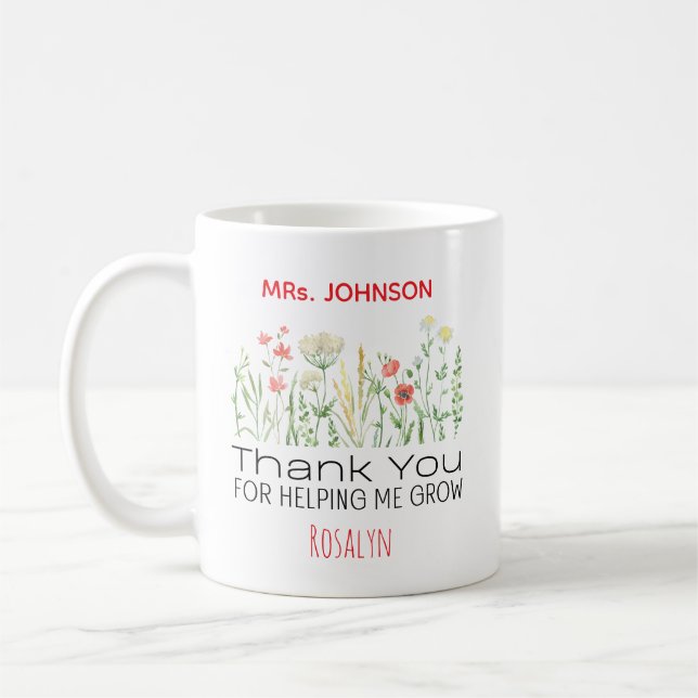 Mug Merci de m'avoir aidé à grandir, enseignant person (Gauche)