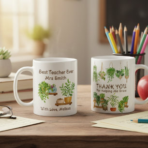 Mug Merci de m'avoir aidé à grandir Plante aquarelle