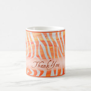 Mug Merci de modèle Zèbre orange et blanc