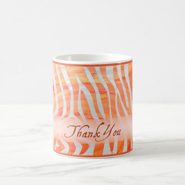 Mug Merci de modèle Zèbre orange et blanc (Centre)