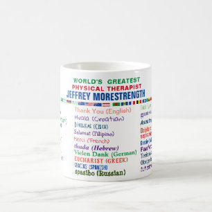 Mug Merci de physiothérapeute en 30 langues