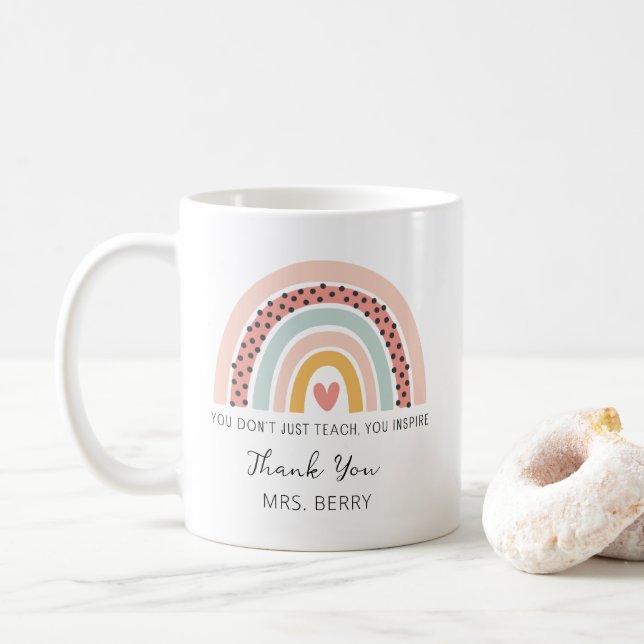 Mug Merci d'enseignant moderne Rainbow (Avec donut)