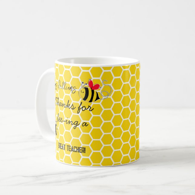 Mug Merci d'être une enseignante abeille formidable Ab (Devant gauche)