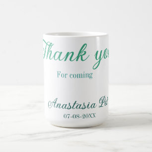 Mug Merci d'être venu à la fête d'anniversaire nom dat