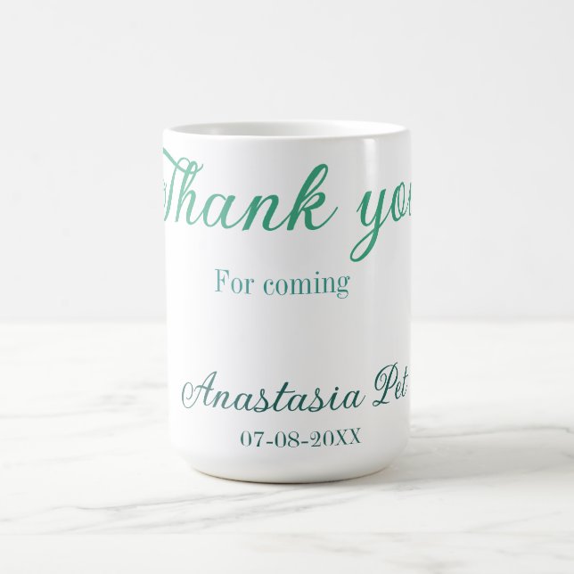 Mug Merci d'être venu à la fête d'anniversaire nom dat (Centre)