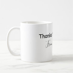 Mug merci d'être venu nom du texte message babyshower