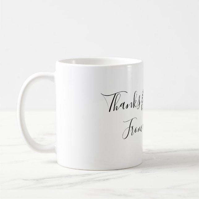 Mug merci d'être venu nom du texte message cœur en or (Gauche)