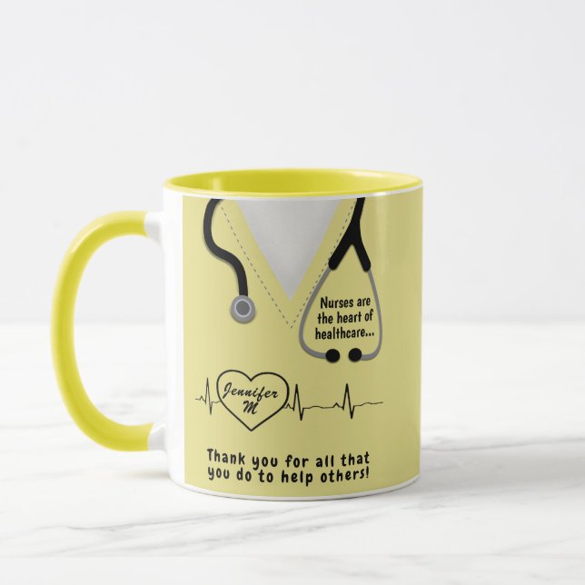 Mug Merci d'infirmières personnalisé Nom d'ajout (Gauche)
