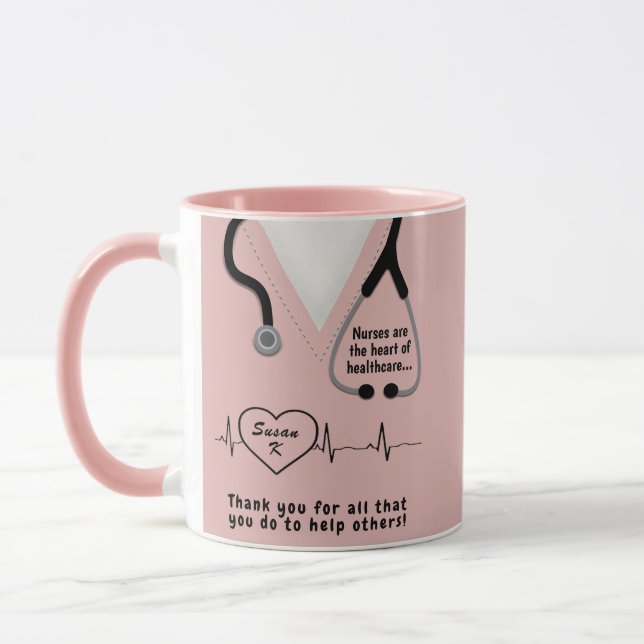 Mug Merci d'infirmières personnalisé Nom d'ajout (Gauche)