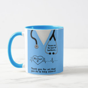 Mug Merci d'infirmières personnalisé Nom d'ajout
