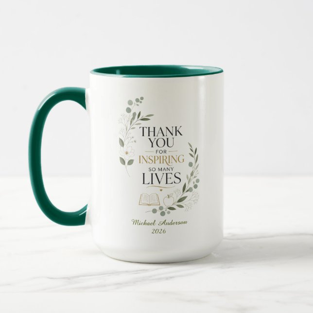Mug Merci Enseignant Nom Personnalisé Retraite (Gauche)