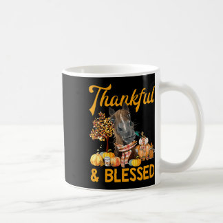 Mug Merci Et Béni Cheval Citrouille Chute Thanksgivi
