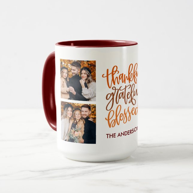 Mug Merci gracieux bienheureux 4 Nom de la photo Café (Devant gauche)