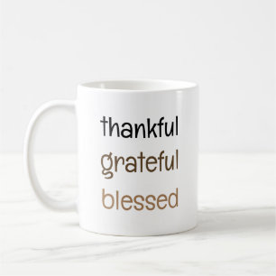 Mug Merci Grateful Bienheureuse Typographie Thanksgivi