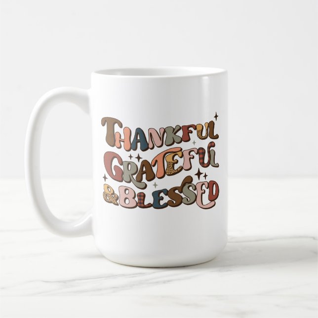 Mug Merci Grateful et béni Retro Thanksgiving (Gauche)