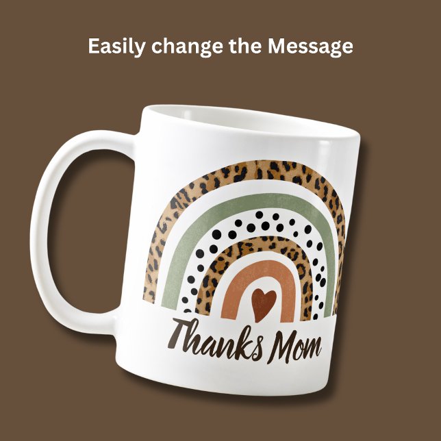 Mug Merci Maman Leopard Spots Imprimer Boho Arc-en-cie (Créateur téléchargé)