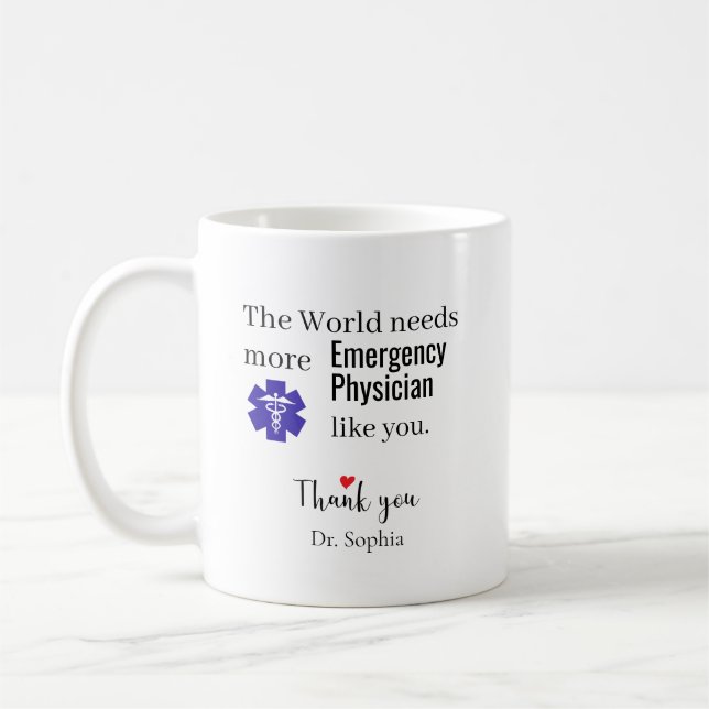 Mug Merci Médecin d'Urgence Nom Personnalisé (Gauche)