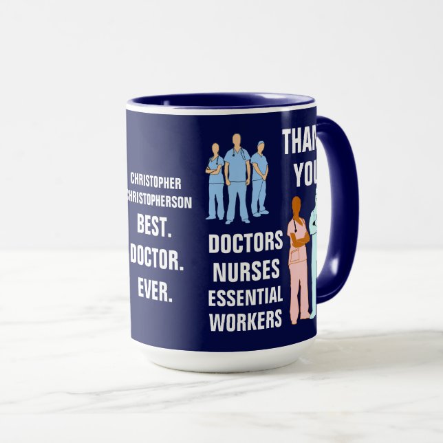 Mug Merci Médecins Infirmières Travailleurs essentiels (Devant droit)
