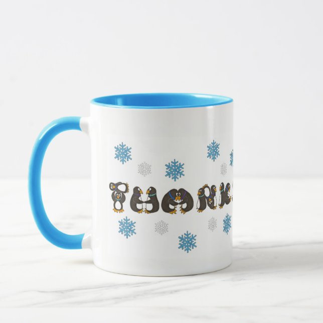 Mug Merci Merci Penguin Winter Snowflake Snow (Gauche)