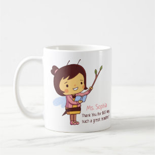 Mug Merci mignon de professeur d'abeille personnalisé