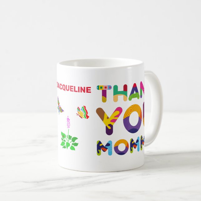 Mug Merci Mommy coloré personnalisable (Devant droit)