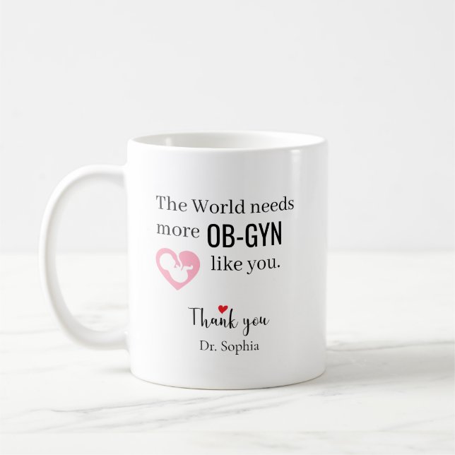 Mug Merci OB-GYN Nom personnalisé (Gauche)