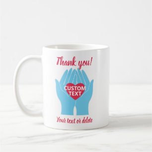 Mug Merci pour aider les mains avec le coeur sur mesur