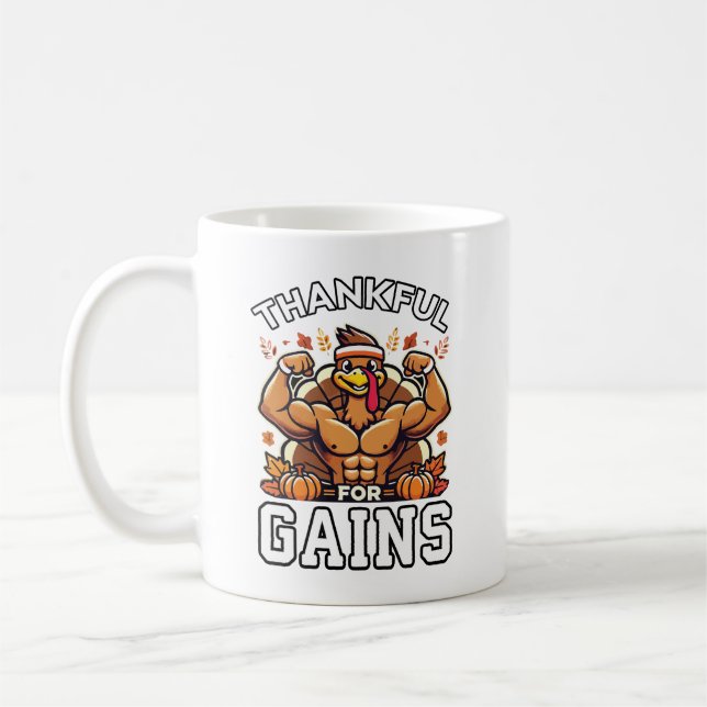 Mug Merci pour les gains - Drôle Gym Thanksgiving (Gauche)