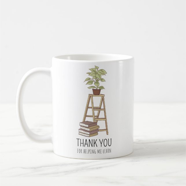 Mug Merci pour m'aider à apprendre, livres & botanique (Gauche)