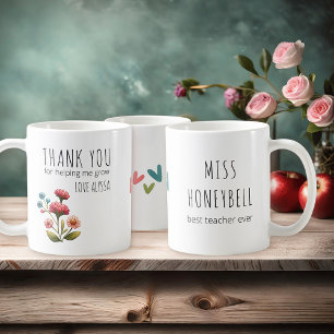 Mug Merci pour m'aider à développer des fleurs Enseign