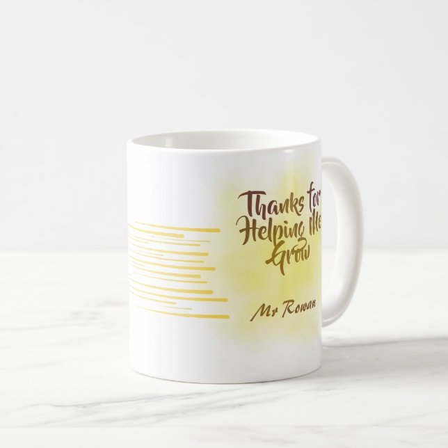 Mug Merci pour m'aider à fleurir Personnaliser enseign (Devant droit)