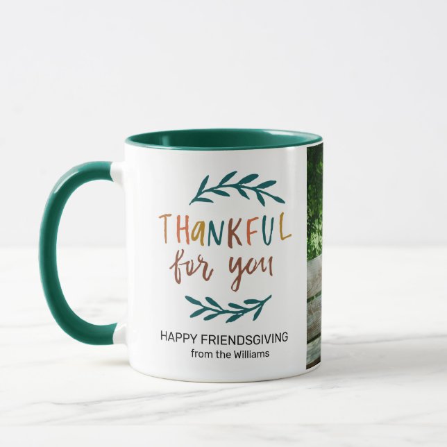 Mug Merci pour vous Friendsgiving Photo personnalisée (Gauche)