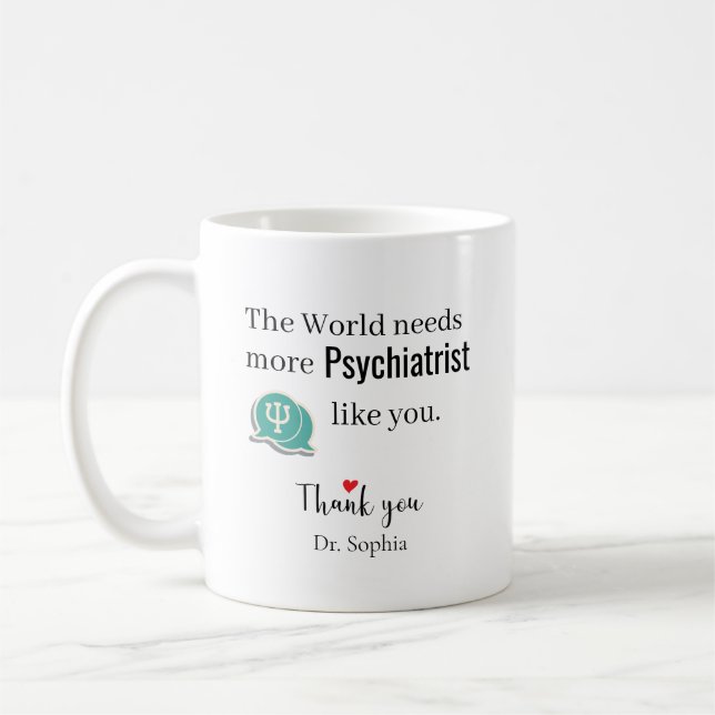 Mug Merci Psychiatre Nom Personnalisé (Gauche)