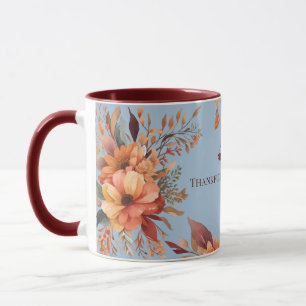 Mug Merci reconnaissant béni Floral Thanksgiving