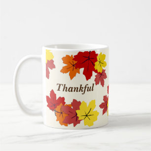 Mug Merci Rouge Orange Jaune Automne Feuilles de l'éra