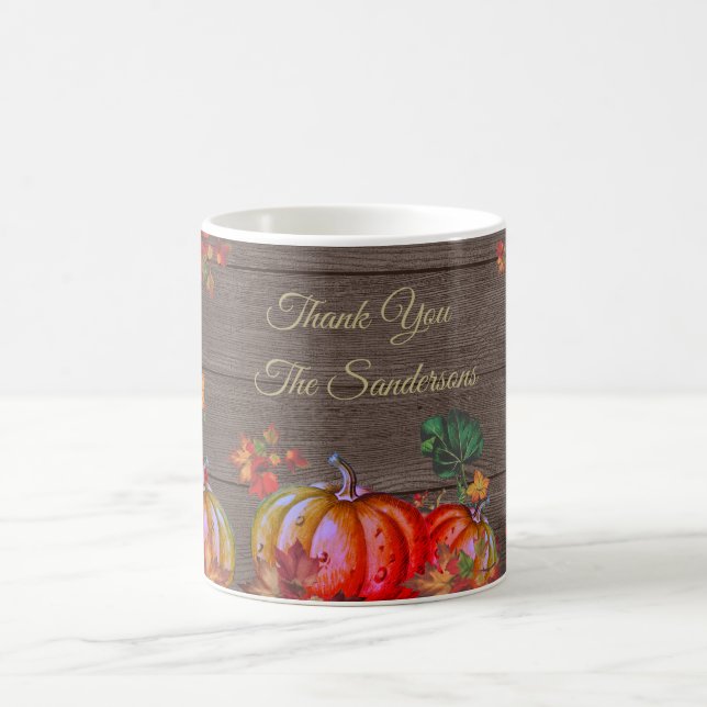 Mug Merci Rustique Orange Citrouille Feuilles D'automn (Centre)