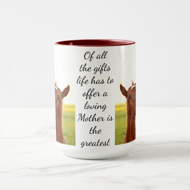 Mug Mère Amour Citer Mère Cheval & Foal (Centre)