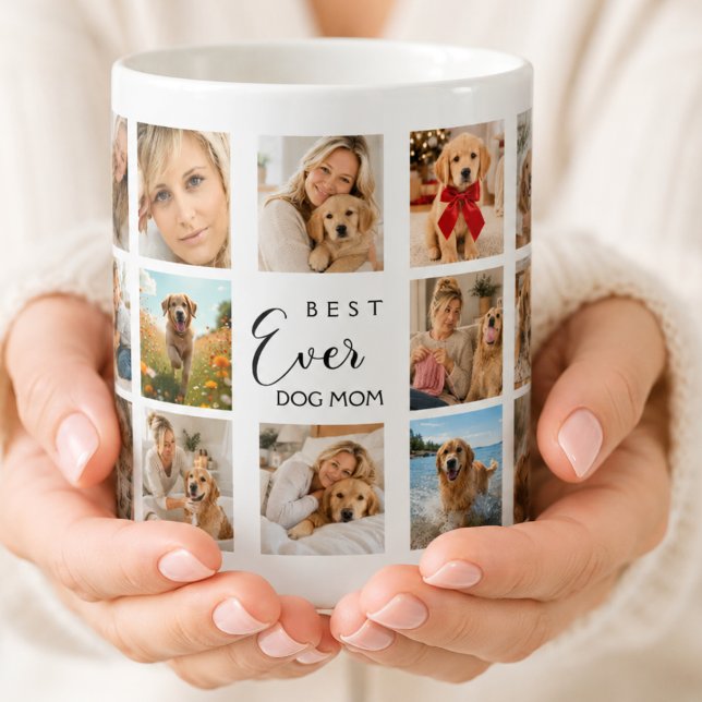Mug Mère chienne maman photo collage blanc noir (Créateur téléchargé)