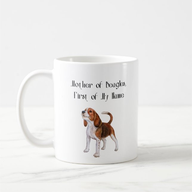 Mug Mère de Beagles, Première de Mon Nom (Gauche)