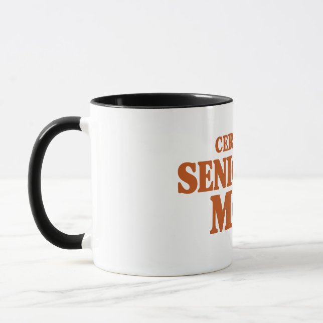 Mug Mère de chat senior certifiée – Typographie drôle  (Gauche)